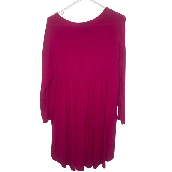 Ali Miles Semi Sheer Tunic Top Womens XL Fuchsia Embellished Long Sleeve Lightw - Picture 3 of 9